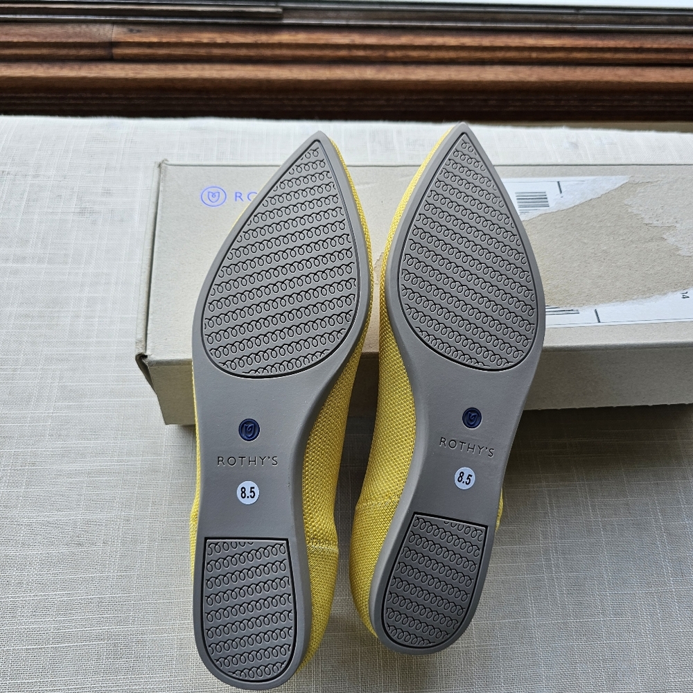 New! Rothy's Sz 8.5 Point Ballet Flats Shoes Retired Sunshine Yellow Rothys - Picture 5 of 11